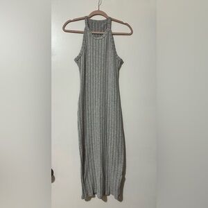 Gray Ribbed Knit Dress